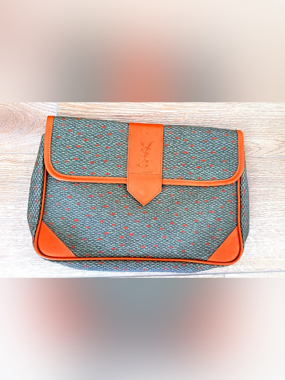 Yves Saint Laurent (ysl) Woven Messenger with tan Leather Trim